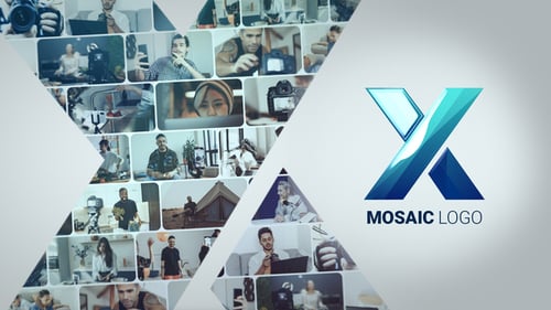 Dynamic Mosaic Photo Video Grid Logo Reveal