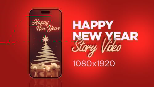 Decorative Wooden Christmas Tree with Glowing Happy New Year Text