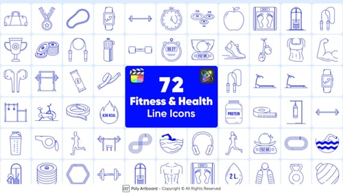 Fitness & Health Line Icons For Final Cut Pro X