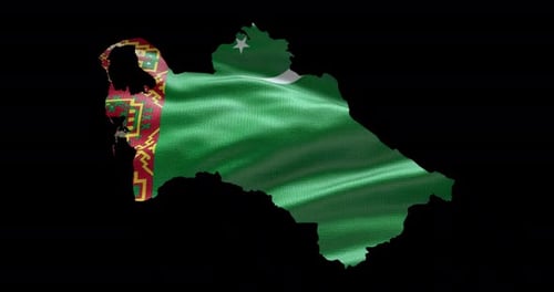 Turkmenistan Map Animation with Realistic Waving Flag