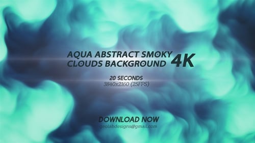 Aqua Abstract Smoky Clouds Background 4K