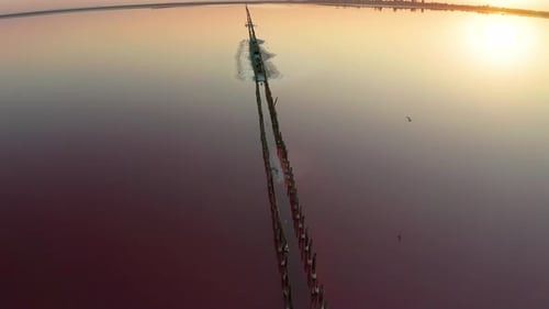 Aerial View of the Salty Pink Lake