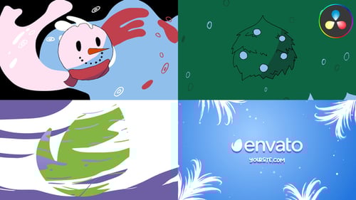 Hand-Drawn Christmas Characters Fluid Morph Logo Reveal