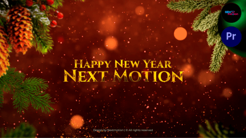 Golden Christmas New Year Wishes Greeting with Sparkling Particles