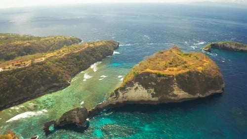 Rock in the Ocean at Atuh Beach on Nusa Penida Island, Indonesia