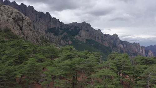 Aerial View of Rocky Mountain and Summer Landscape of Nature
