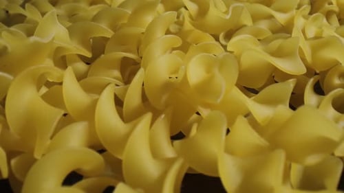 Close up of yellow uncooked pasta
