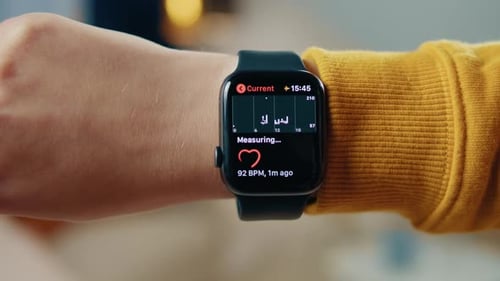 Smart Watch Displaying Heart Rate Measurement on Wrist