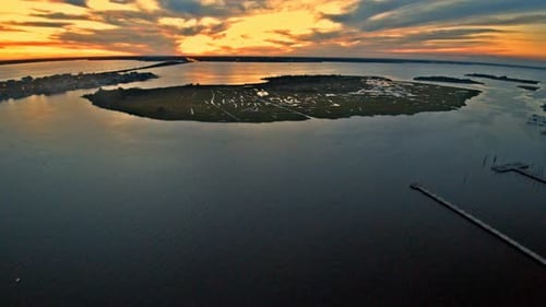 Beautiful Ocean Sunset on a Cloudless Sky Against