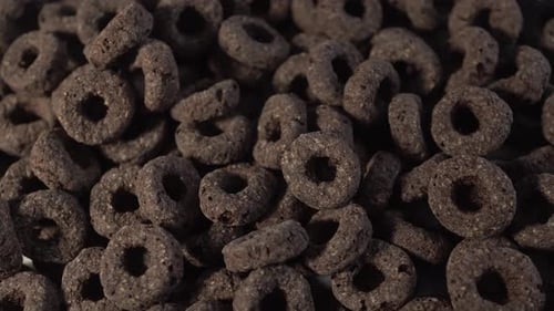 Close Up of Ring Shaped Chocolate Cereal