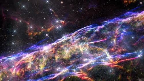 Vibrant Cosmic Nebula Cloud with Twinkling Stars Background