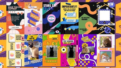 Bold Geometric Social Stories for Vertical Platforms