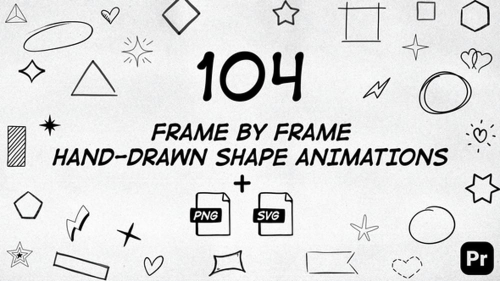 104 Frame By Frame Animated Shapes Pack, Elements ft. abstract & doodle ...