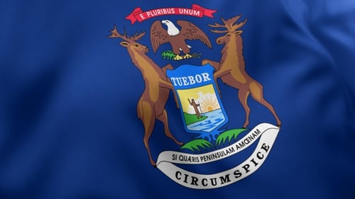 Realistic Waving Michigan State Flag Animation