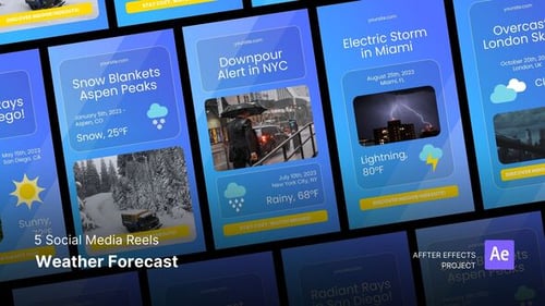 Modern Animated Weather Forecast Cards for Social Media Stories
