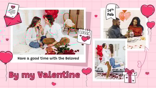 Animated Love Story Slideshow with Petals and Balloons