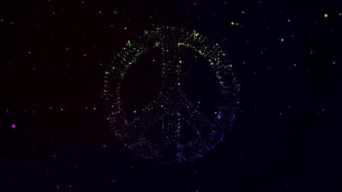 Animated Particle Peace Symbol Loop Background