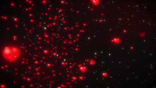 Romantic Red Hearts and Golden Sparkles Particle Animation