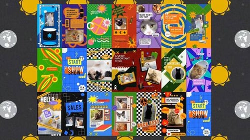 Vibrant Vertical Stories with Retro Geometric Animations