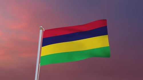 Waving Flag Animation with Red, Blue, Yellow, Green Stripes