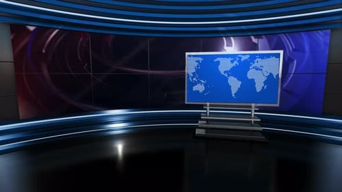 Virtual News Studio Set Green Screen Background Loop 4k