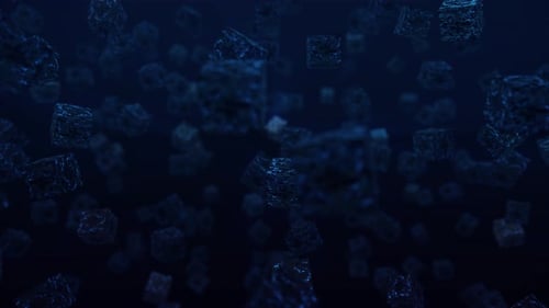 Abstrakte 3D-Animation eines blauen Würfels