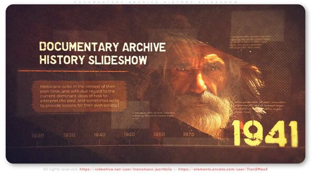 Archival History Slideshow with Cinematic Grunge Film Transitions ...