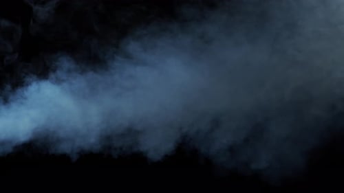 Blue Smoke Flowing on Black Background