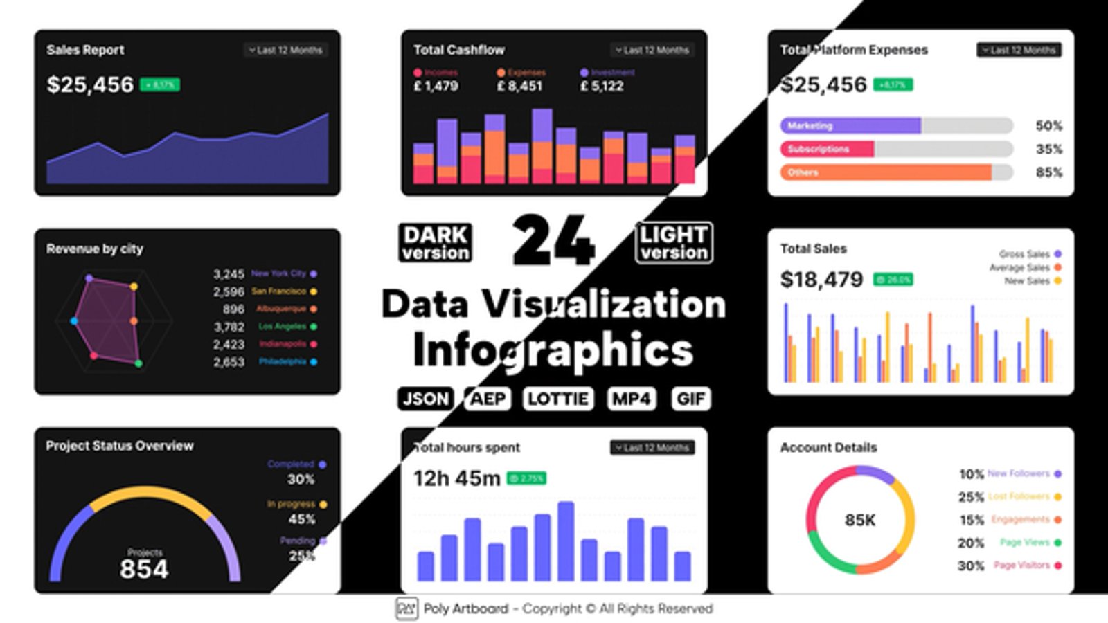 Animated Business Infographics with Data Visualization Charts ...