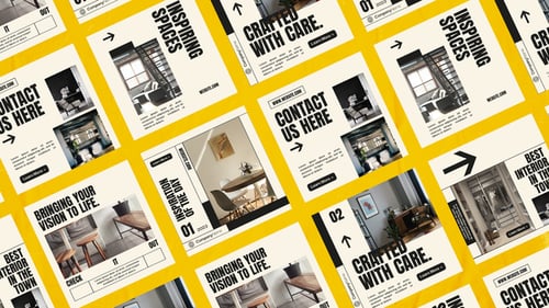 Minimalist Animated Social Media Posts for Interior Design Promotions