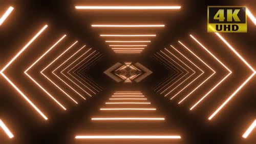 Seamless Loop Neon Geometric Tunnel Background