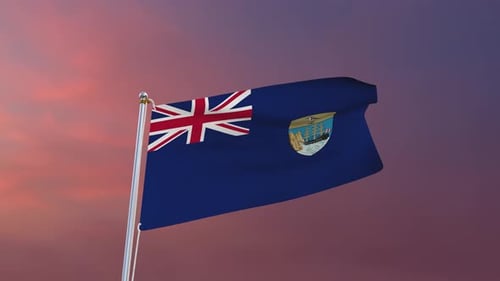 Realistic St. Helena Flag Waving Animation Loop