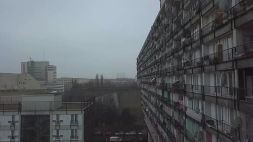 Besides Big Apartment Complex in Berlin, Cloudy, Foggy
