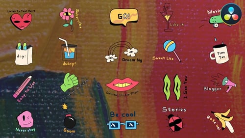 Colorful Sticker Titles | DaVinci Resolve