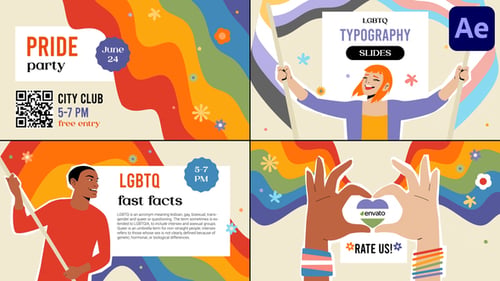 Diapositivas tipográficas LGBTQ para After Effects