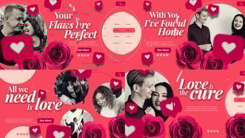 Romantic Love Story Slideshow with Animated Roses and Hearts
