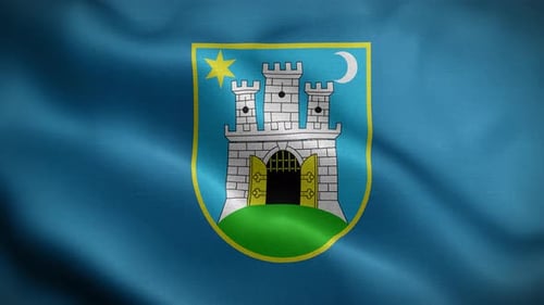 Realistic Waving Flag with City Coat of Arms Animation