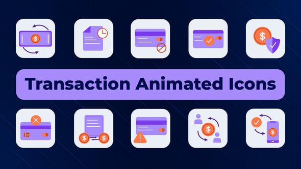 Transaction Animated Icons, Elements ft. currency & banking - Envato