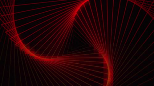Red Glowing Geometric Lines Tunnel Loop Background