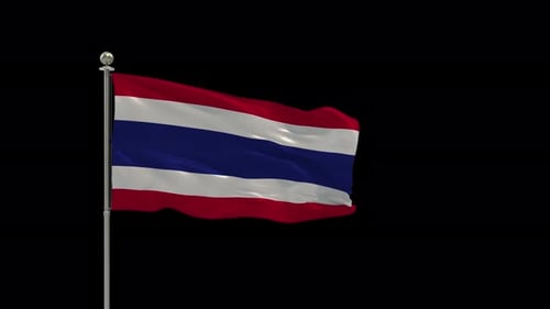Realistic Thailand Flag Waving Seamlessly with Alpha Channel