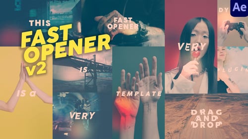 Dynamic Text Opener with Fast Glitch Reveals and Geometric Overlays