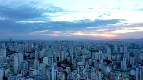 Sunset downtown district timelapse city. 4K time lapse downtown city
