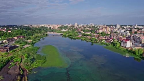 City Center of with River During Summer Morning