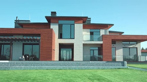 Luxury Modern Villa with Garden. Private Modern House View.