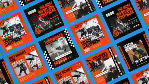 Streetwear Social Media Posts with Grunge Glitch Style