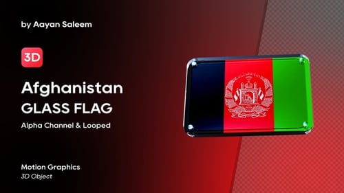 Animated 3D Glass Plaque Displaying Afghanistan Flag