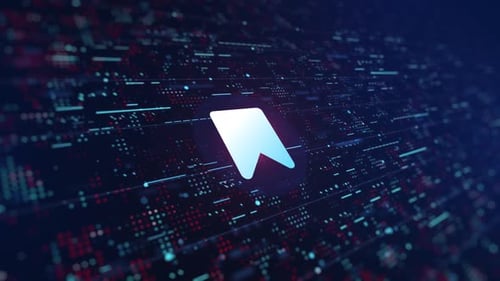 Glowing Digital Arrow Icon Reveal on Futuristic Tech Background