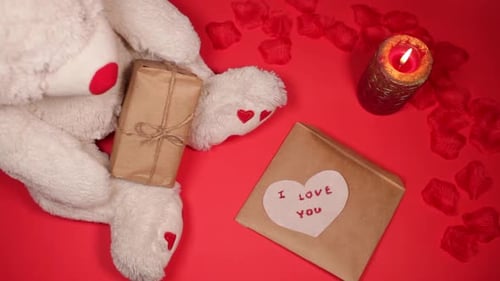 Romantic Teddy Bear, Candle, and Heartfelt Message