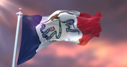 Iowa State Flag Waving in Realistic Animation