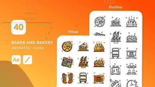 Baker And Bakery Animated Icons | After Effects